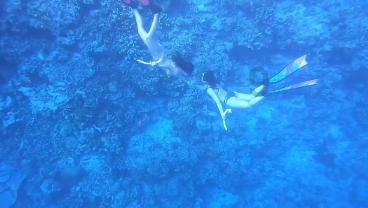 逃离海滩的女孩